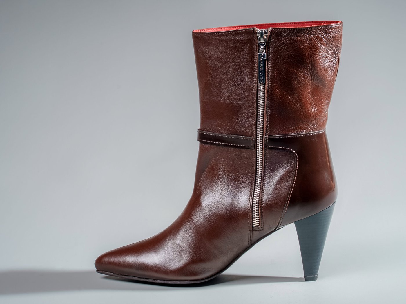 Cleopatra Brown, side view showing the 2.5 inch pencil heel