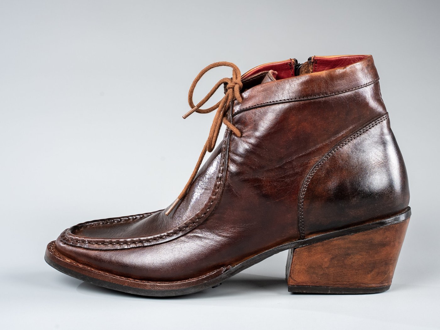 The Florence, side profile in brown full-grain leather